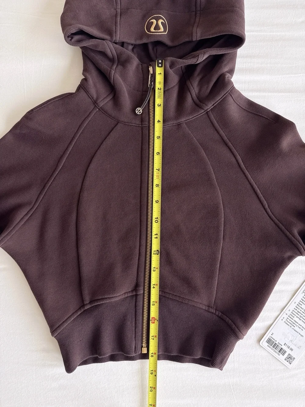 lululemon Scuba Full-Zip Cropped Hoodie Espresso/Gold Size 2 NWOT